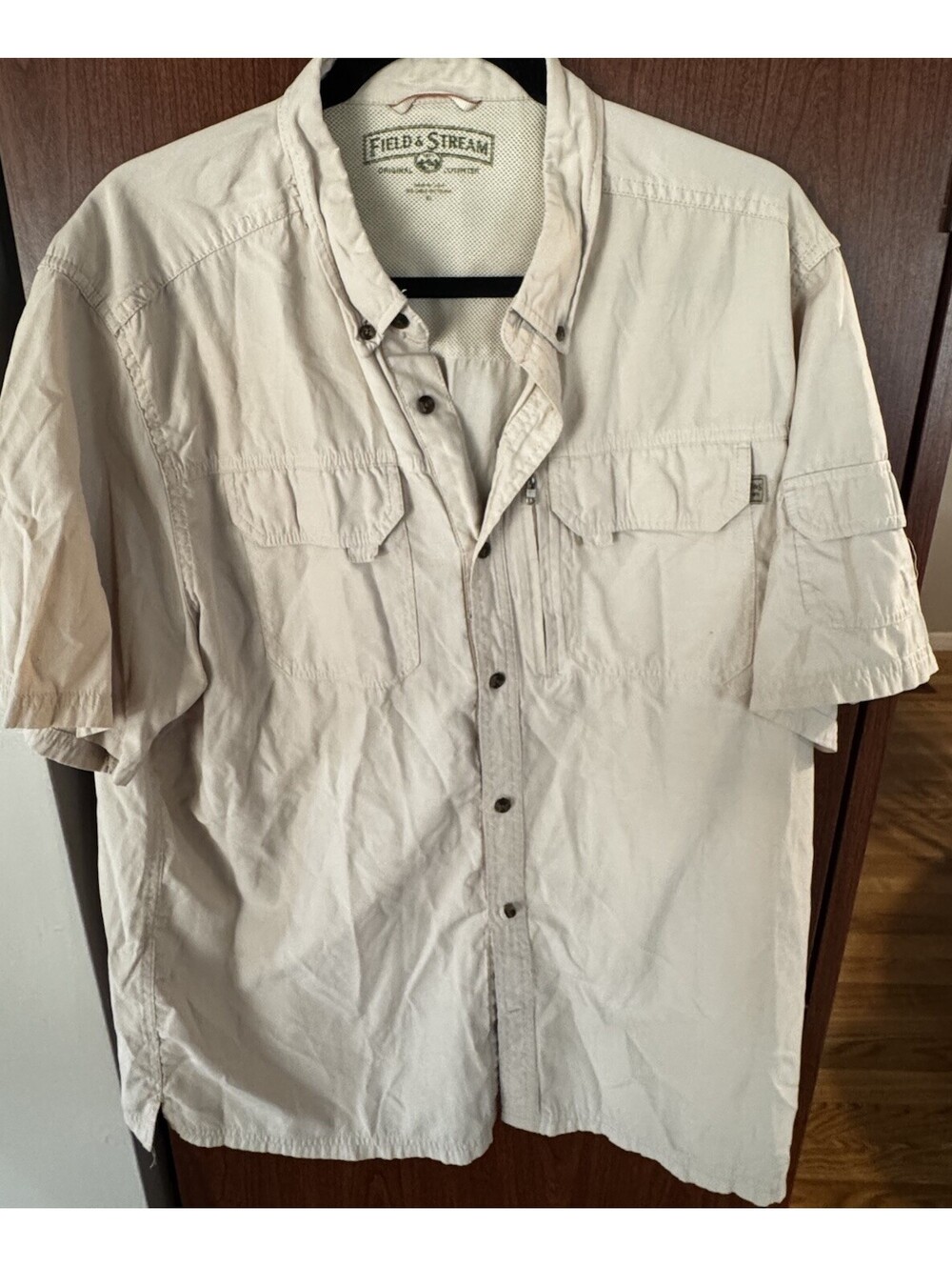 Field & Stream Original Outfitter Men’s XL Fishing Shirt Utility Pockets Beige